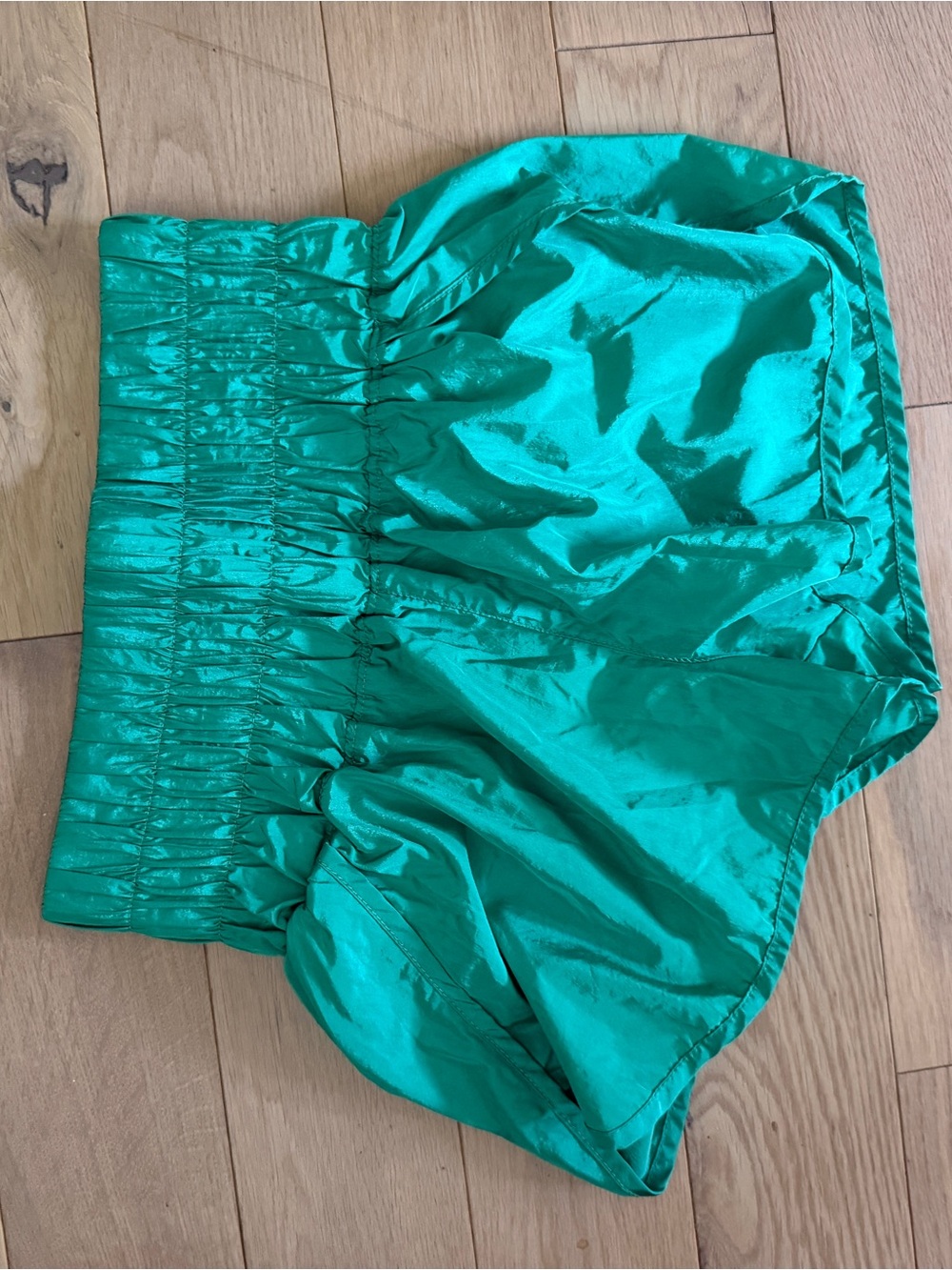 Free People Emerald Green Smocked-Waist Athletic Shorts - Picture 4 of 5